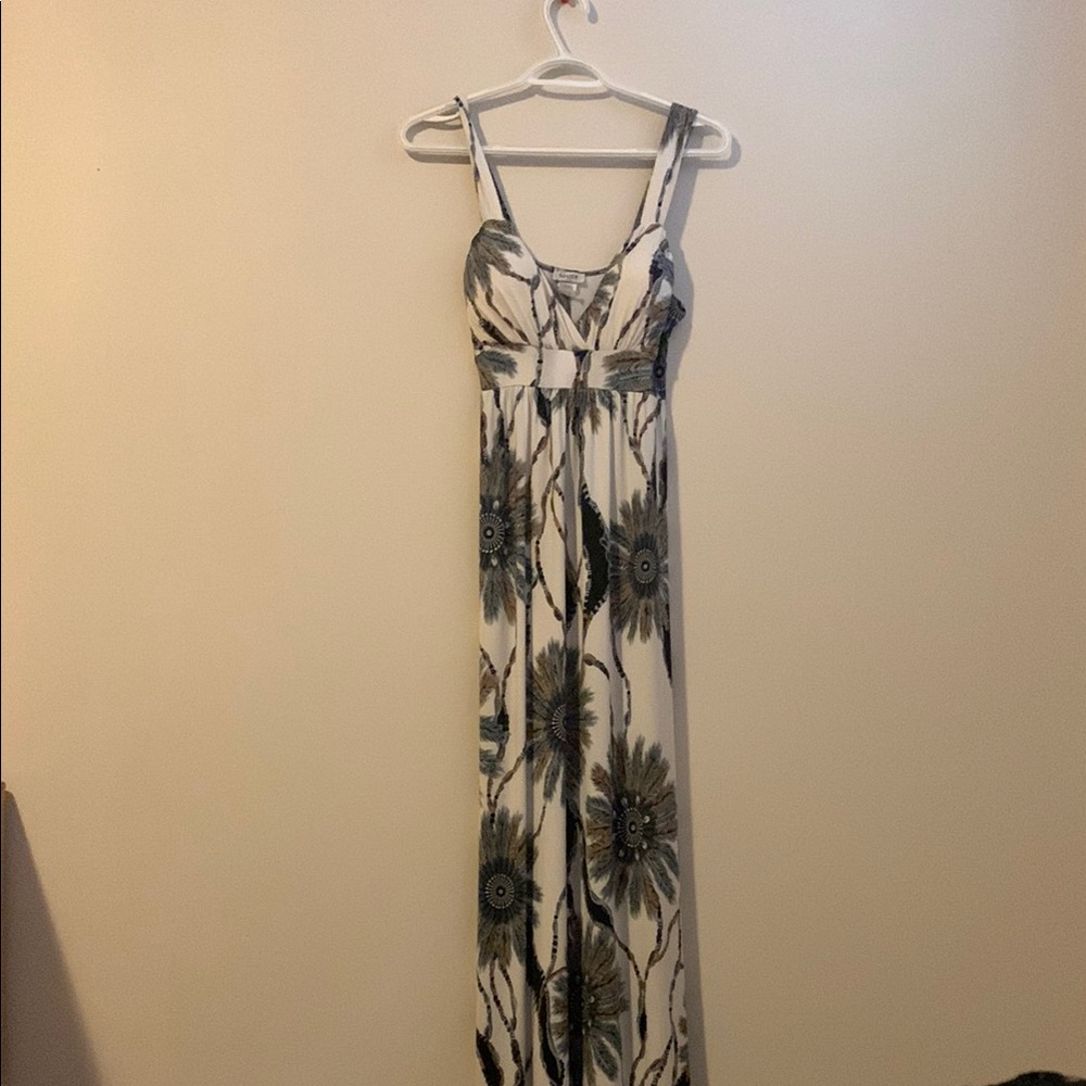 Floral Maxi Dress in Green and White